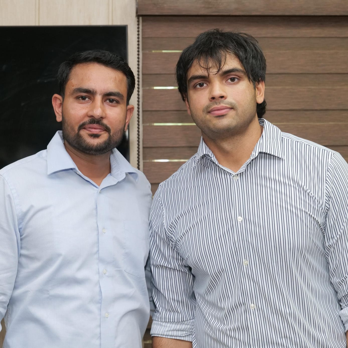 Dr. Aashish Jakhar (President, Sports PEFI) with Neeraj Chopra, Olympic Gold Medalist Javelin Thrower